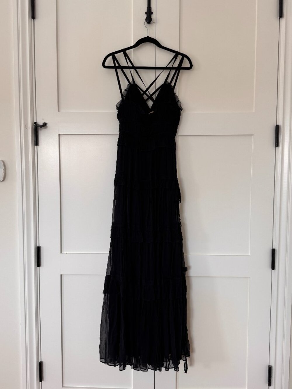 NWT Ulla Johnson Agathe Black Silk V-Neck Gown Size 4 $1195 - Picture 9 of 16